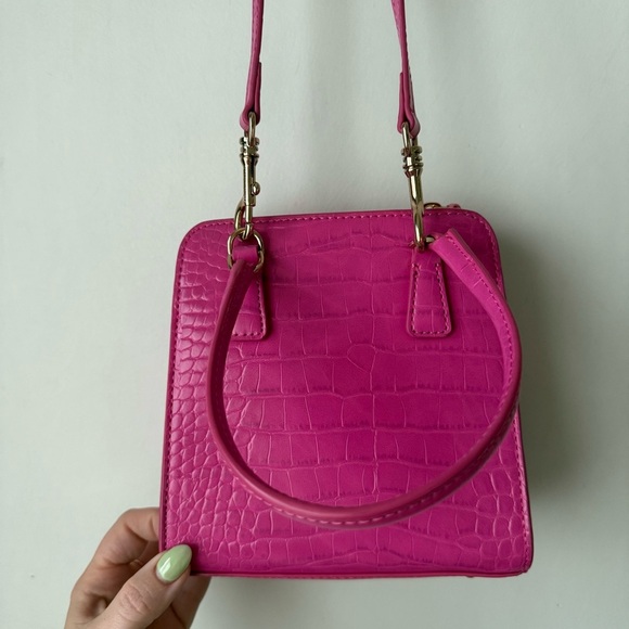 Poppy Lissiman Crikey BB Faux Croc Top Handle Mini Bag in Hot Pink - Picture 9 of 11